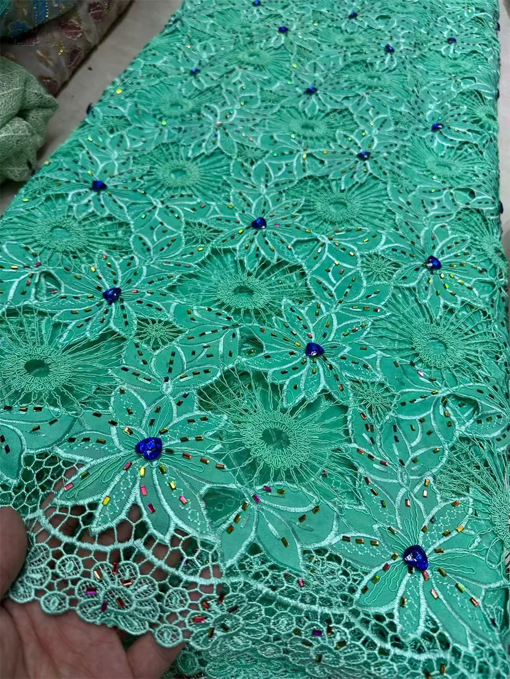 

Роскошная африканская кружевная ткань 2025 г., высокое качество, хлопок, вышивка, лен, стразы, платья для выпускного вечера, нигерийский тюль, дизайн, 5 ярдов, Hm74-1