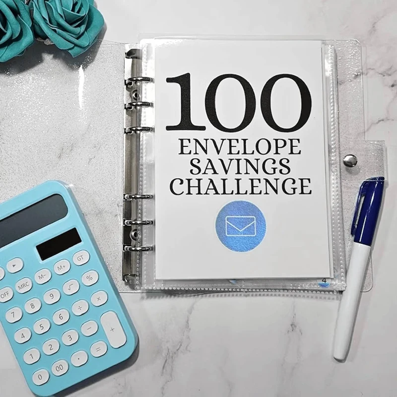 Money-Saving Challenge Kit, 100 Envelope Challenge Binder For Saving 5050 Cash Envelopes For Budget Planning Easy To Use