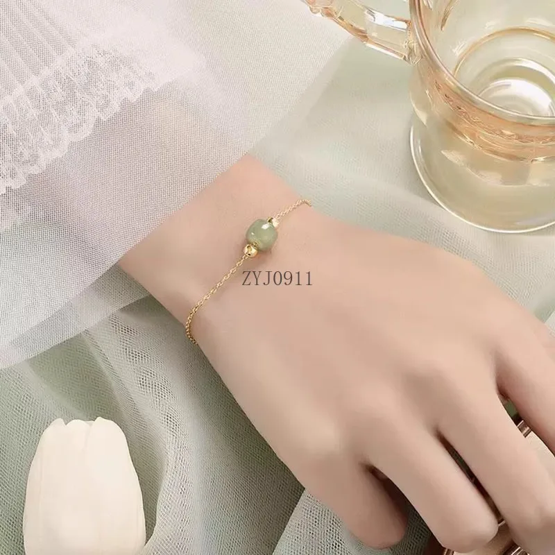 Bracciale in argento 925 con giada Hetian, gioielli in argento sterling Guochao, regalo di gioielli retrò premium cinese