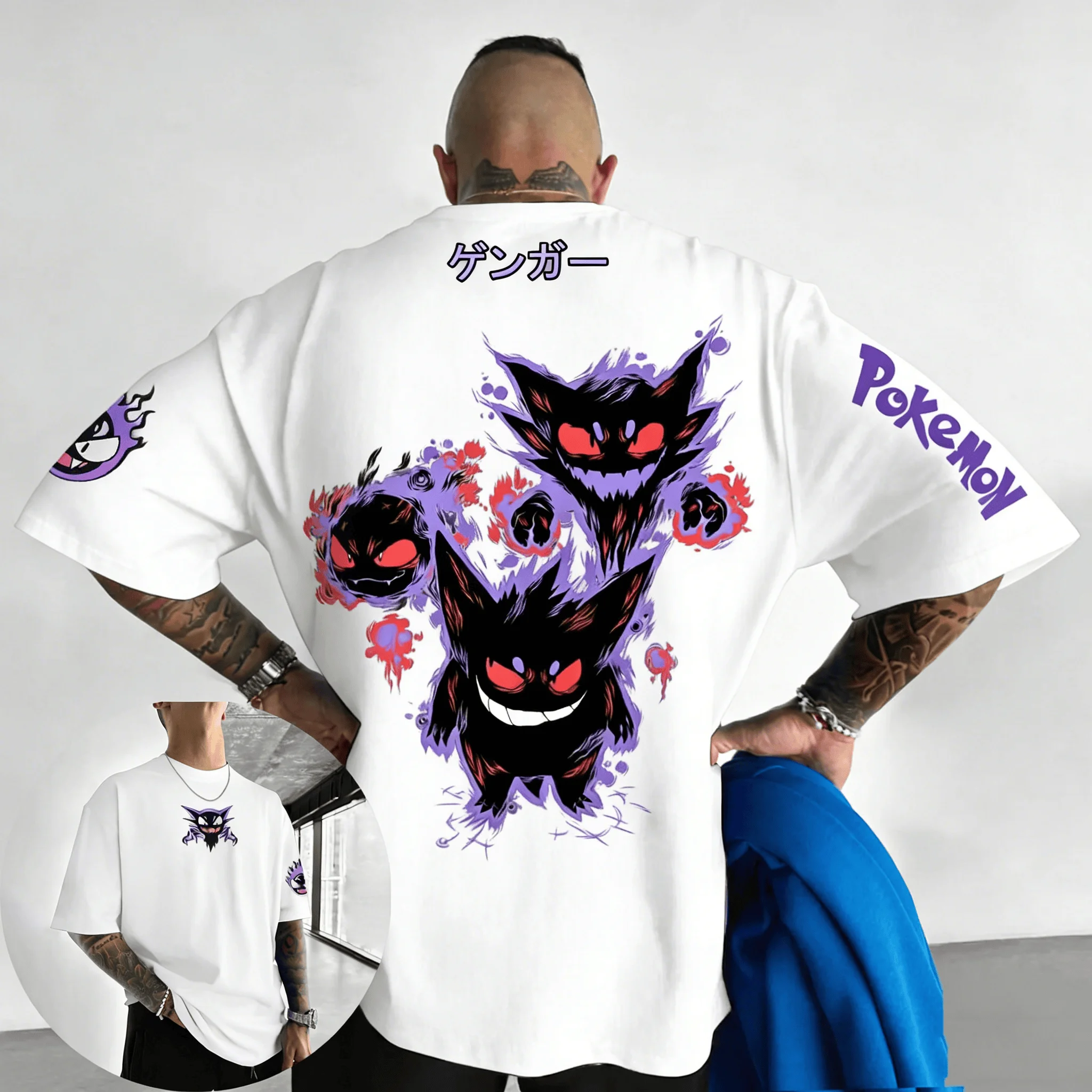 camiseta-anime-pokemon-gengar-2026-nova-colecao-verao-masculina-moda-americana-casual-solta-pesada-oversized