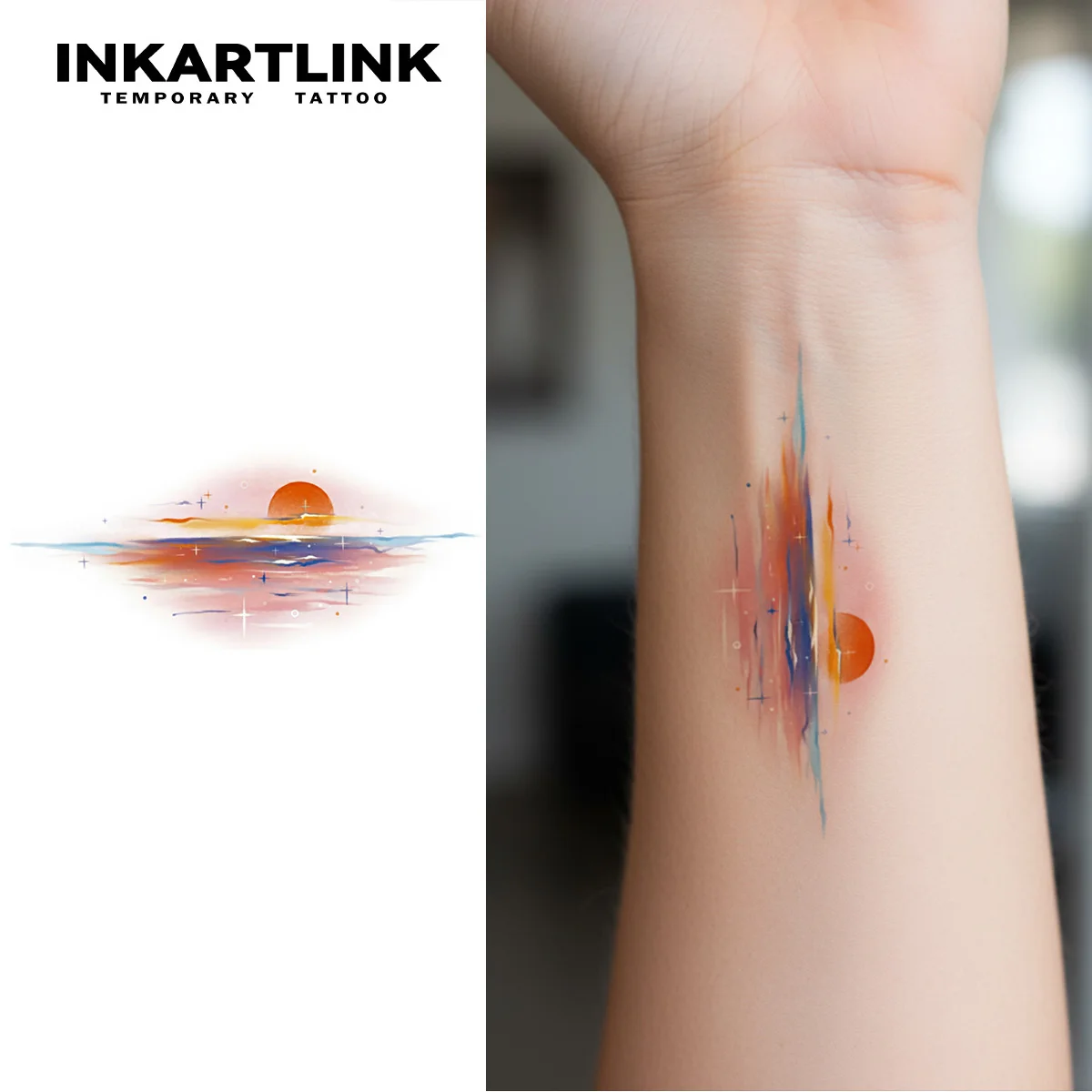 INKARTINK Temporary Tattoo Party Bag Waterproof Color Printing Design Painting Fake Body Stickers, Holiday Role Playing Decorati