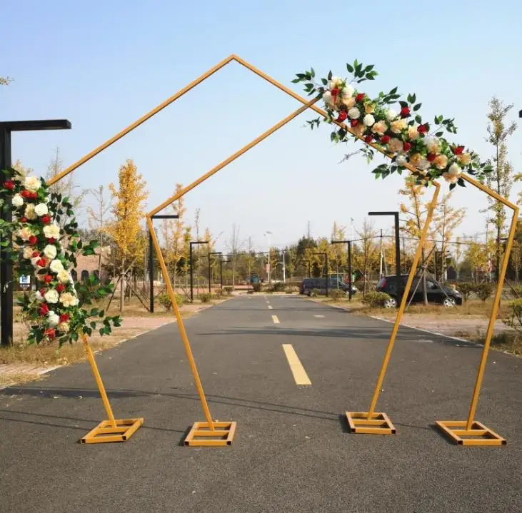 

Background Wedding Props Iron Art pentagonal Frame Outdoor Wedding Flower Arrangement Shape Diamond Iron Frame Wedding Arches