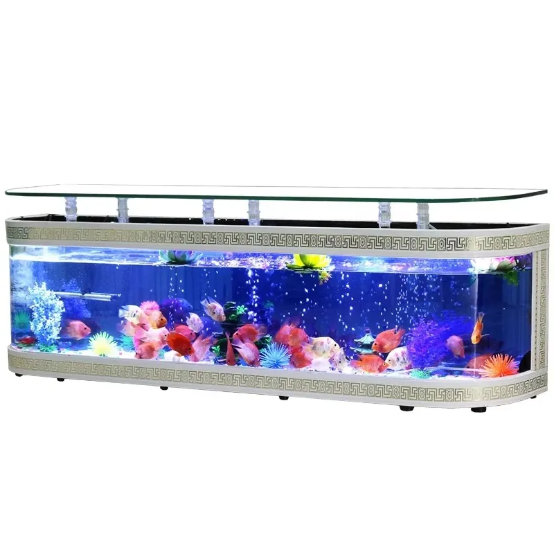 Modern Luxury European TV Stand Aquarium Self-Cleaning Ecosystem Ultra Quiet Large Glass Fish Tank for Living Room Multiple