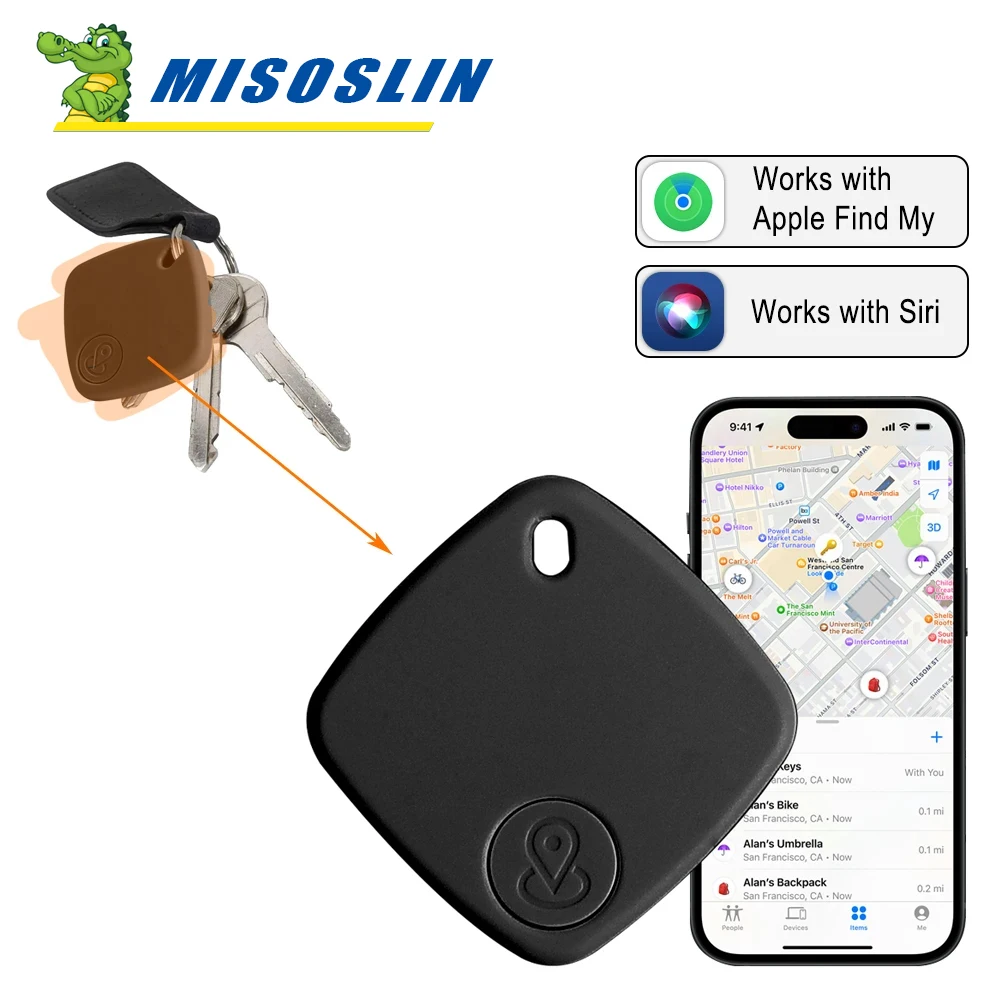 

Мини-устройство слежения работает с Apple Find My (только iOS), GPS-трекер для ключей, кошелька, чемодана, интеллектуального поиска домашних животных