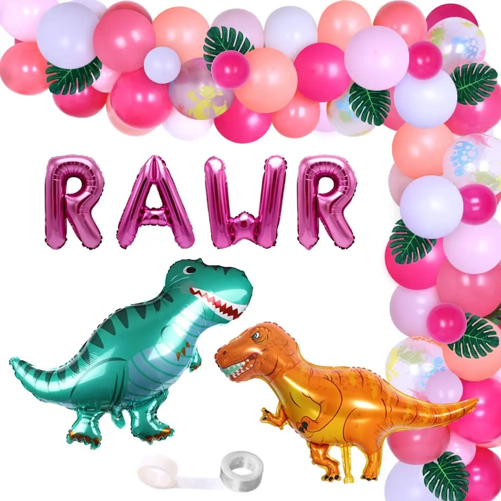 

Funmemoir Girls Dinosaur Party Decorations Pink Dinosaur Balloon Garland Kit 1st 2nd 3rd Birthday Party Baby Shower Supplies