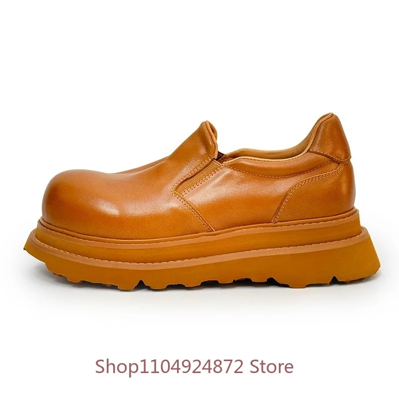 Luxury Designer Platform Shoes Men's Loafers Genuine Leather Casual Slip on Sport Leather Shoes Male Height Increasing Oxfords
