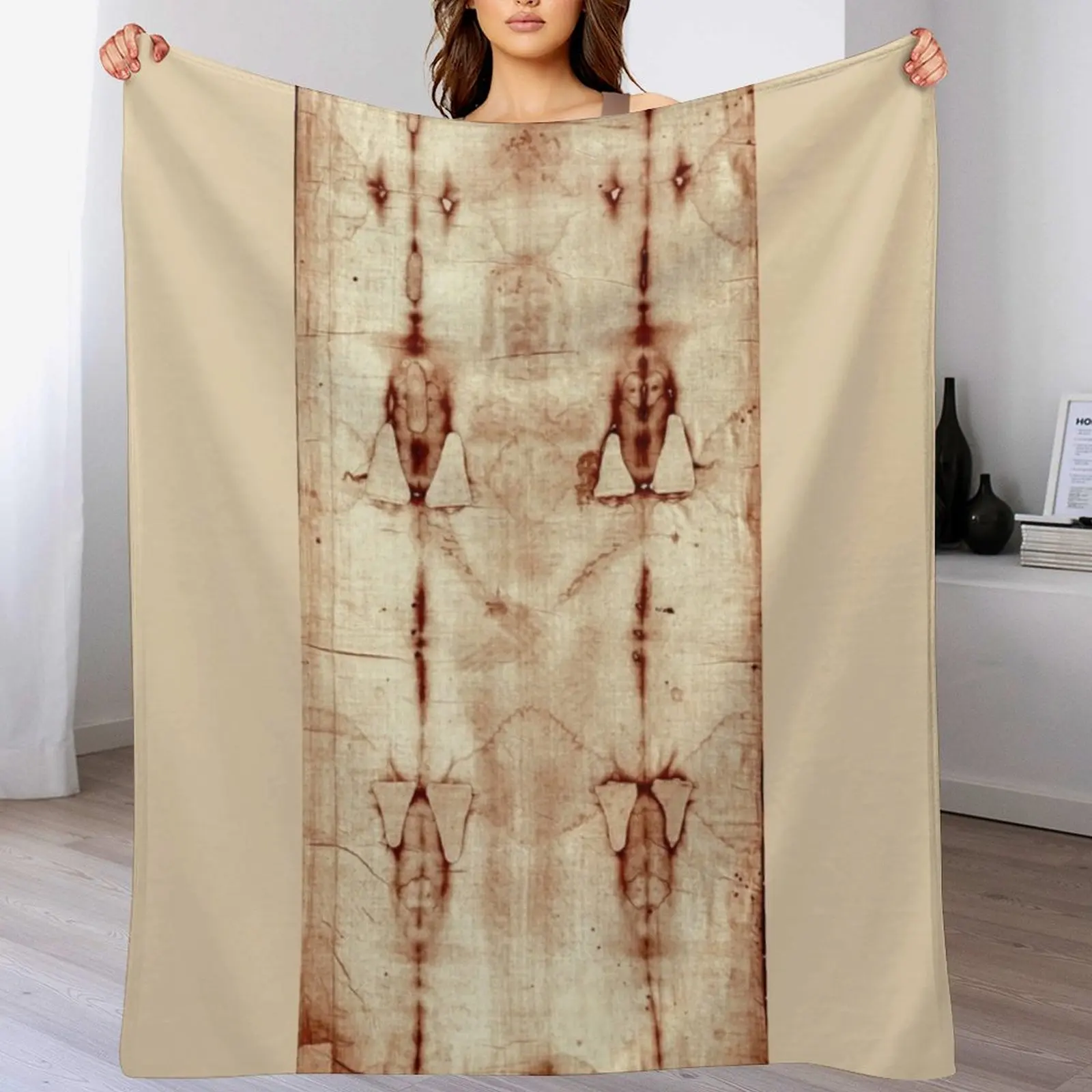 Jesus Shroud of Turin Poster, Jesus Christ Throw Blanket Decorative Sofa Plaid on the sofa Blankets