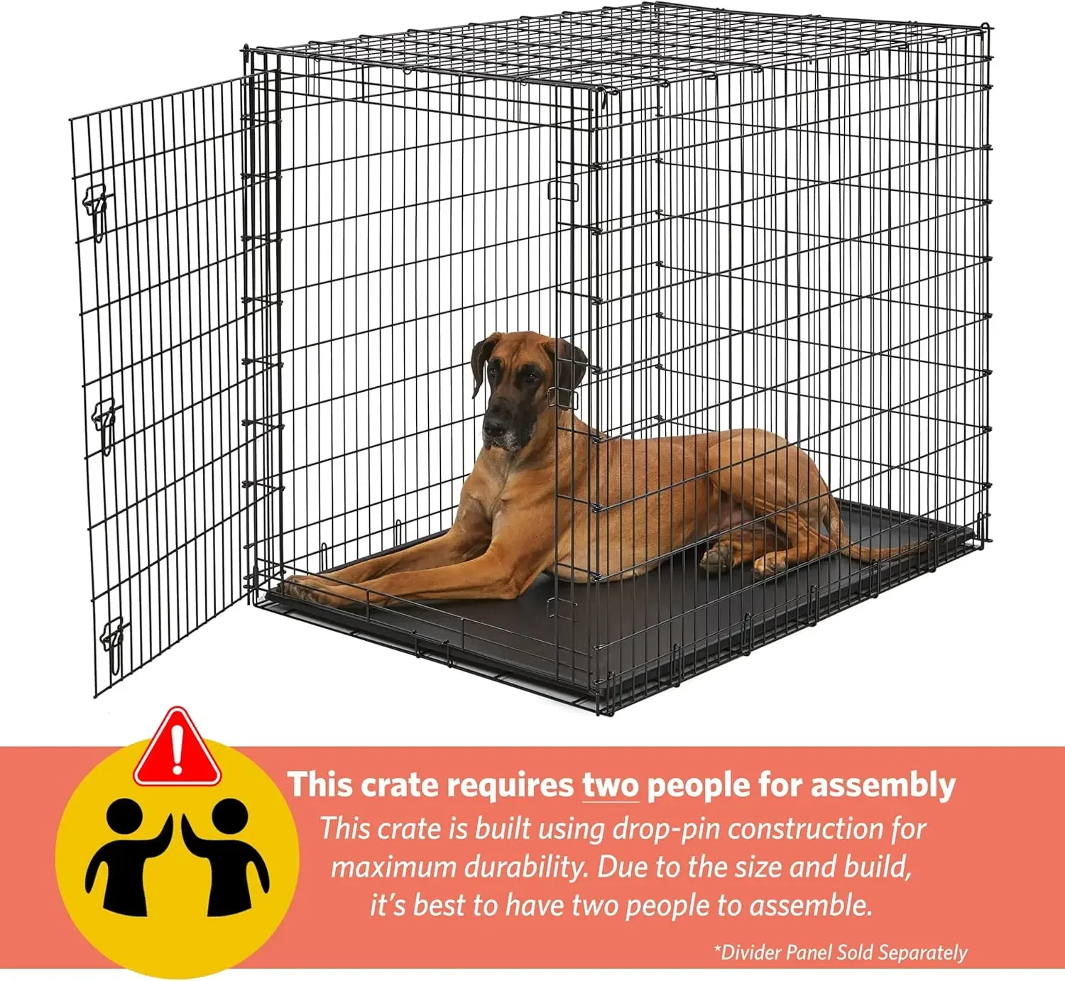 Dogs Breeds; Great Dane, Mastiff, St. Bernard, Drop Pin Assembly Requires Two People; Divider Panel Not Included; Black: SL54