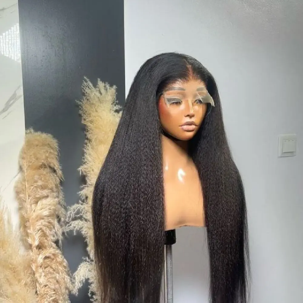 

40 42 дюйма 13x4 Кудрявый прямой парик фронта шнурка Предварительно выщипанные человеческие волосы 200% Плотность Кудрявый прямой парик 5x5 Кружевной бесклеевой парик