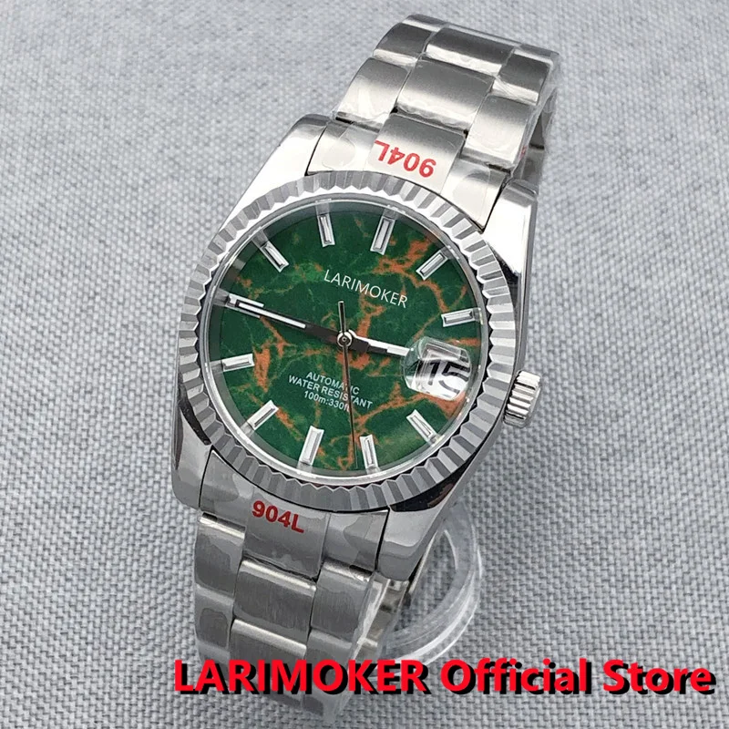 

LARIMOKER Brand New Design 36mm 39mm NH35A Self-winding Green Marble Dial Men's Luxurious Watch Sapphire Glass 904L Oyster Strap