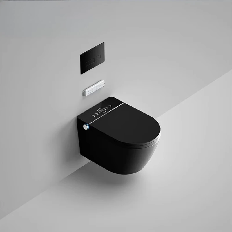 Hanging integrated intelligent voice-controlled remote ceramic frameless bowl automatic deodorizing P-type steam trap flushing