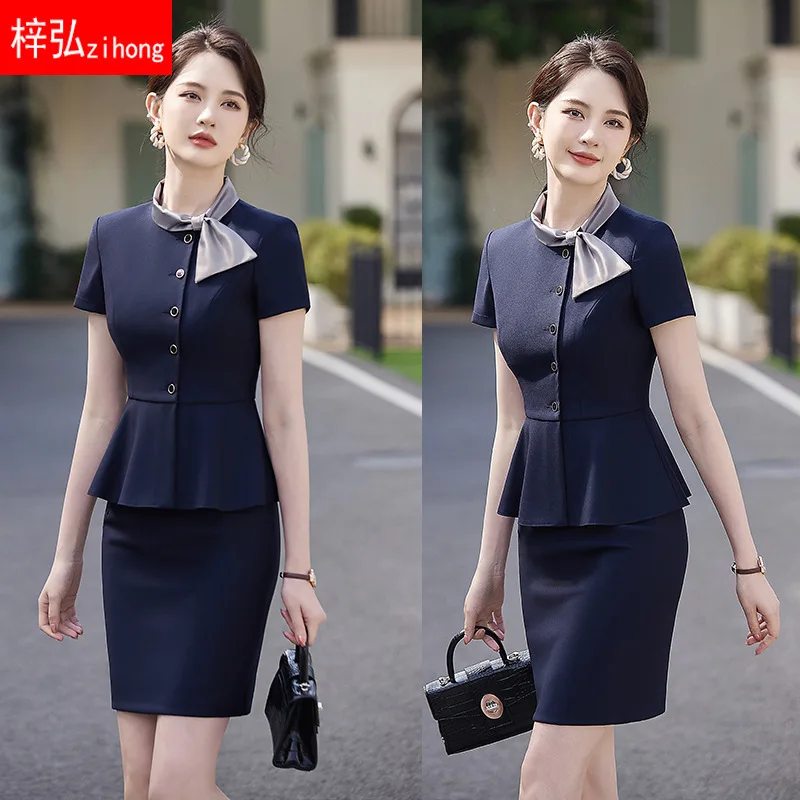 Elegante professionele damesrok pak stewardess uniform zomer schoonheidssalon juwelierszaak werkkleding hotelreceptie verkoop voor