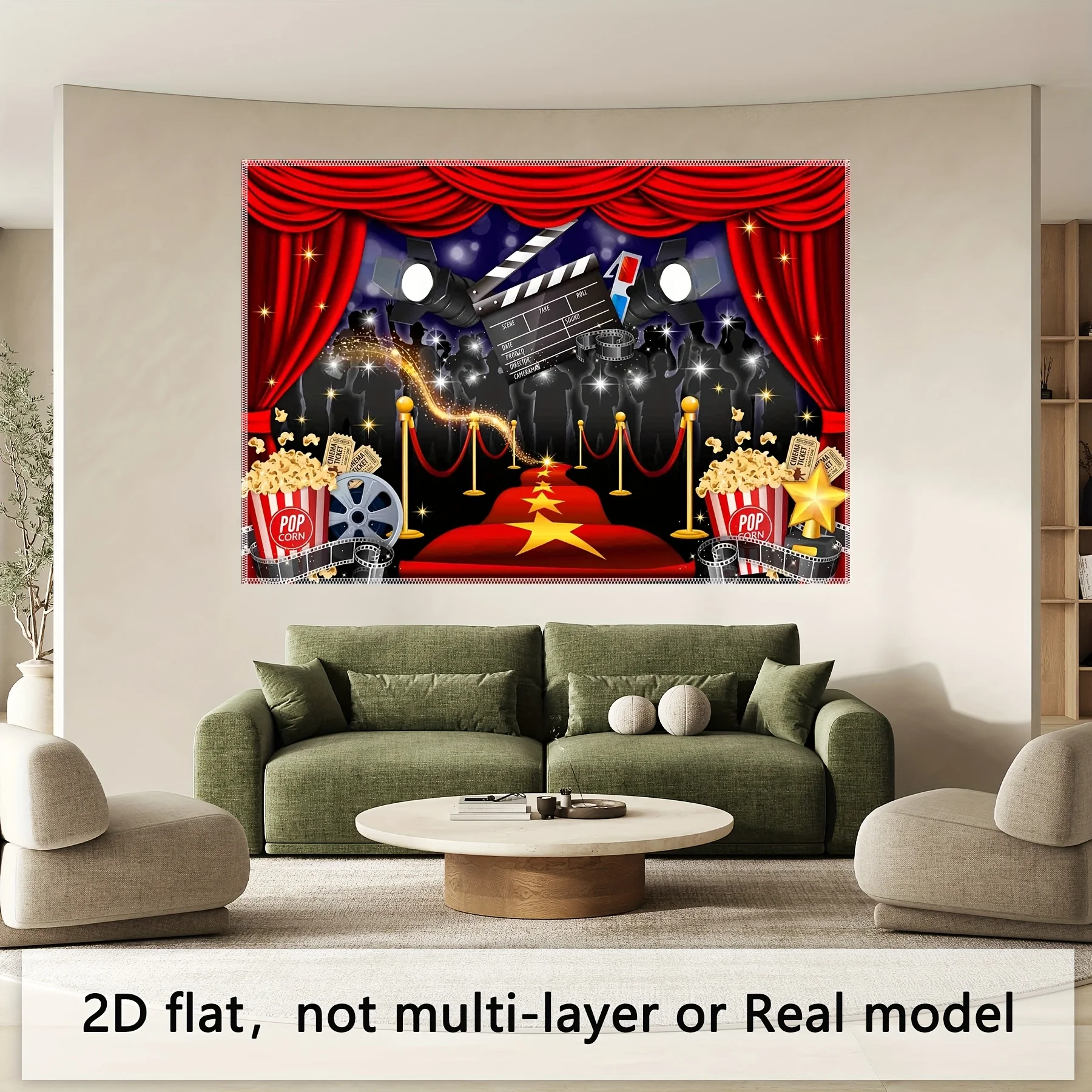 Hintergrundstoff für Nacht-Hollywood-Bühnenpartys, Polyester, Partydekoration für den roten magischen Teppich, Geburtstagskuchen-Tischdekoration