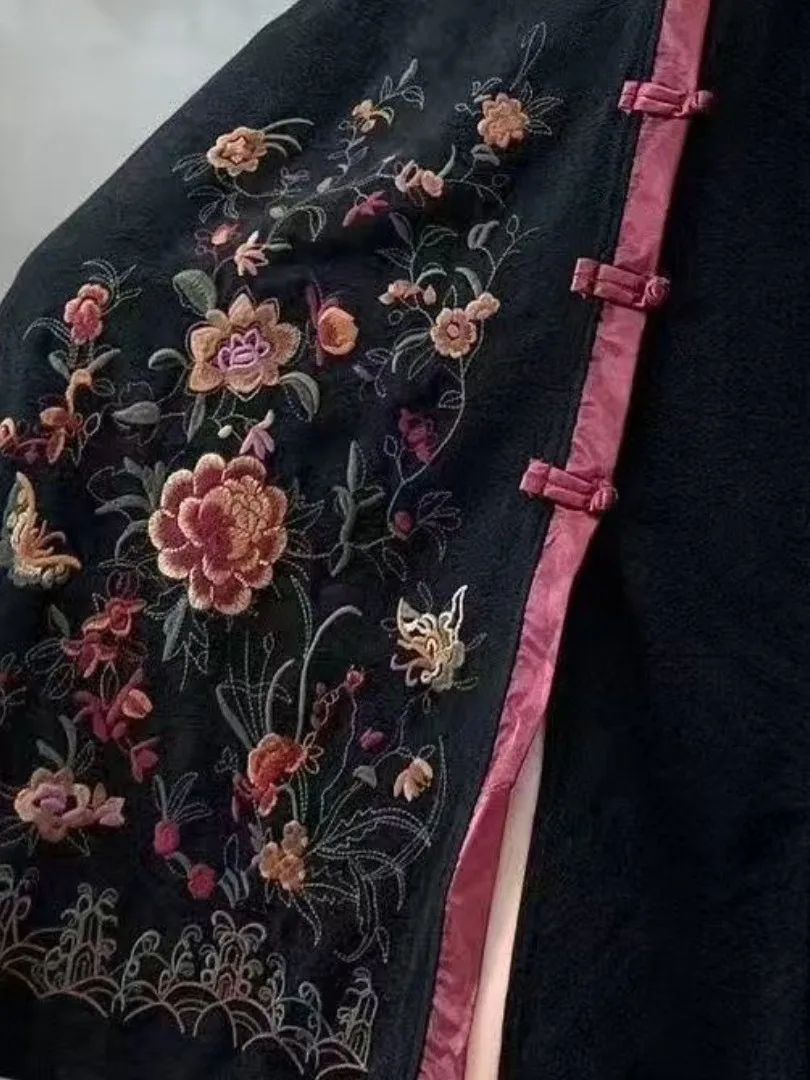 다용도 면 린넨 자수 미디 스커트 넓은 밑단 A라인 실루엣 편안한 착용감 출퇴근용 여름 2025