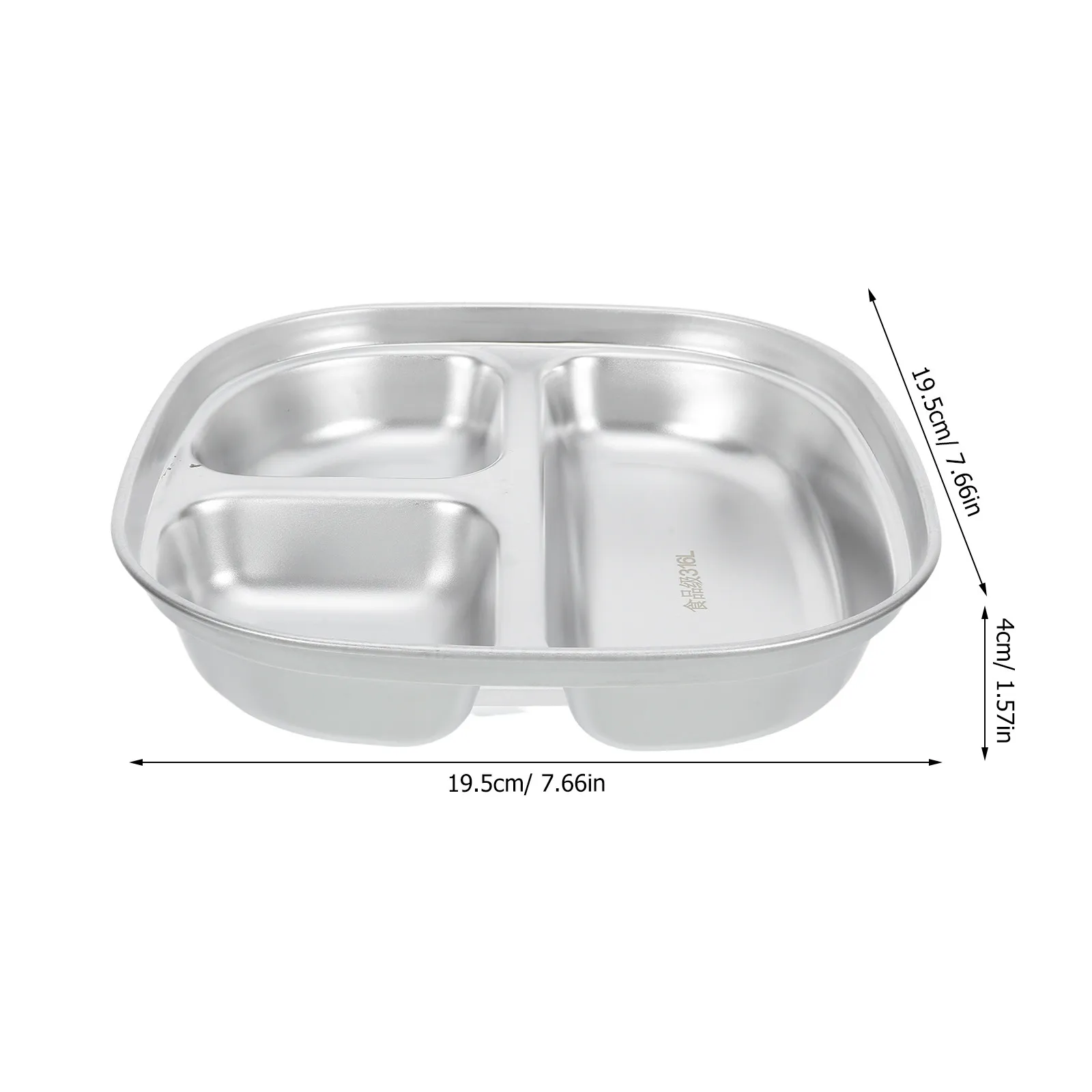 Stainless Steel Divided Plate 3-Compartment Portion Control Serving Platter Reusable Lunch Dinner Tray Meal Management Balanced