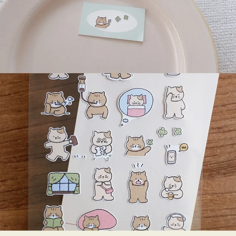 Korean Import Original Suatelier Cat Life Cartoon Paper Stickers Scrapbooking Diy Journal Stationery Sticke Deco Art Supply 1176