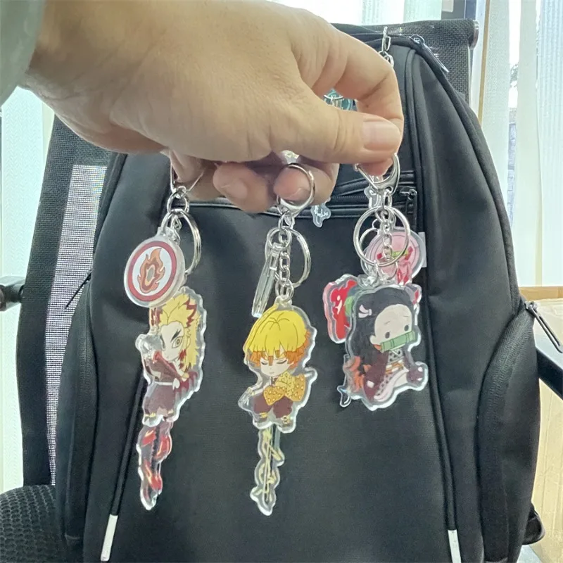 Demon Slayer Acrylic Keychain Kamado Tanjirou Nezuko Hashibira Inosuke Anime Action Figures Backpack Decoration Models Toy Gifts