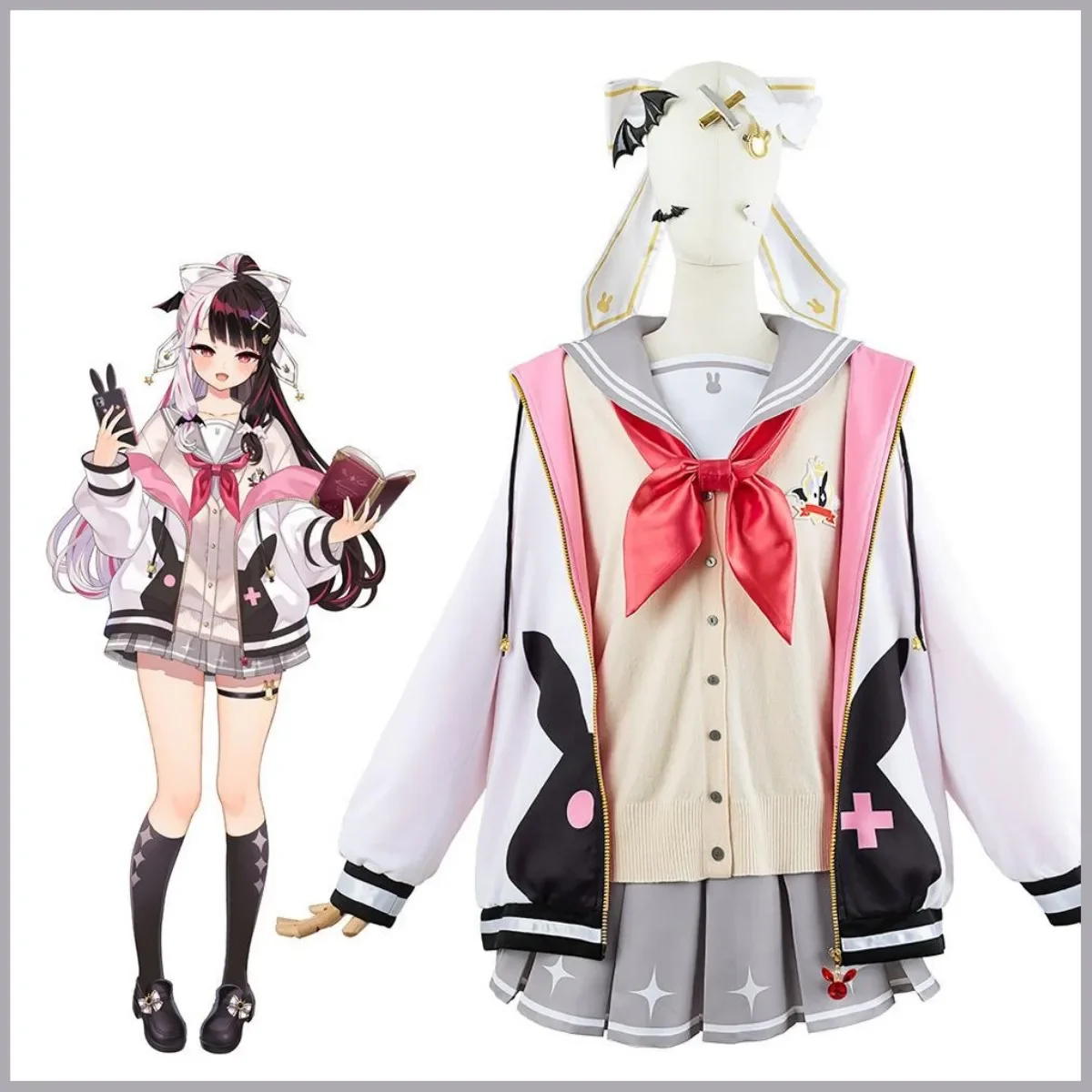 Anime Virtual You Yorumi Rena Cosplay Costume Wig JK Uniform Skirt Sportswear Coat Woman Sexy Kawaii Carnival Set