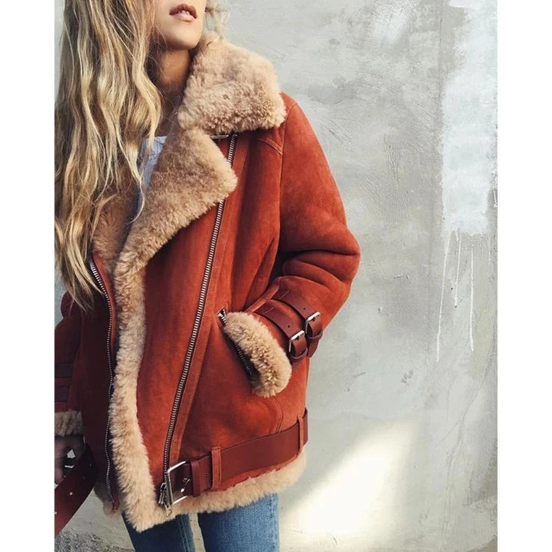 

Thicken Wool Warm Coat Ladies Autumn Winter Slim Jacket Faux Leather Fashion Trendy Clothing for Women Jackets Casual Streetwear