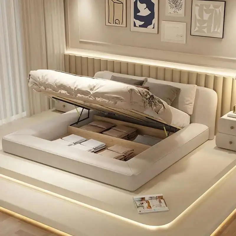 

Queen Size Marriage Bed Modern Minimalist Multifunctional Bedroom Bed Storage Space Camas De Casal De Luxo Home Furniture