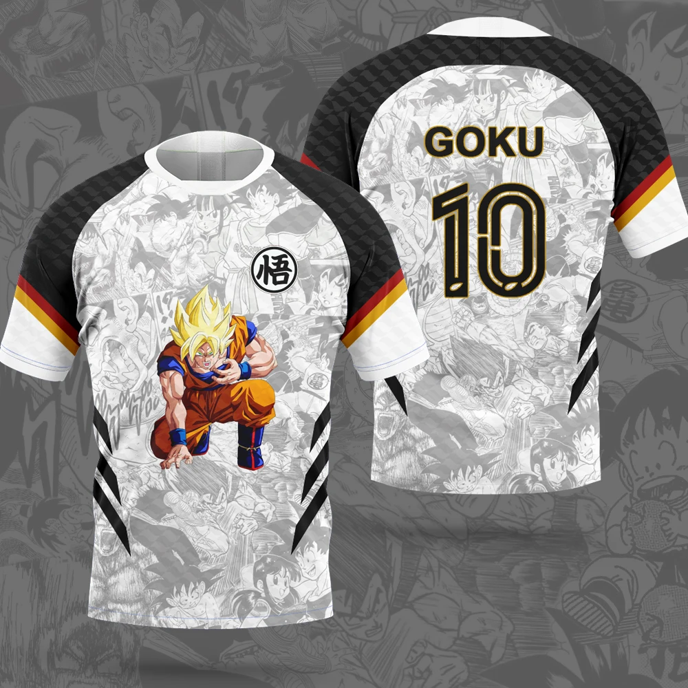 لعبة دراغون بول جوكو فيغيتا كرة القدم للرجال جيرسي صيف 2025 جديد المرأة تي شيرت الكرتون اليابان أنيمي ملابس الأطفال المحملة القمم