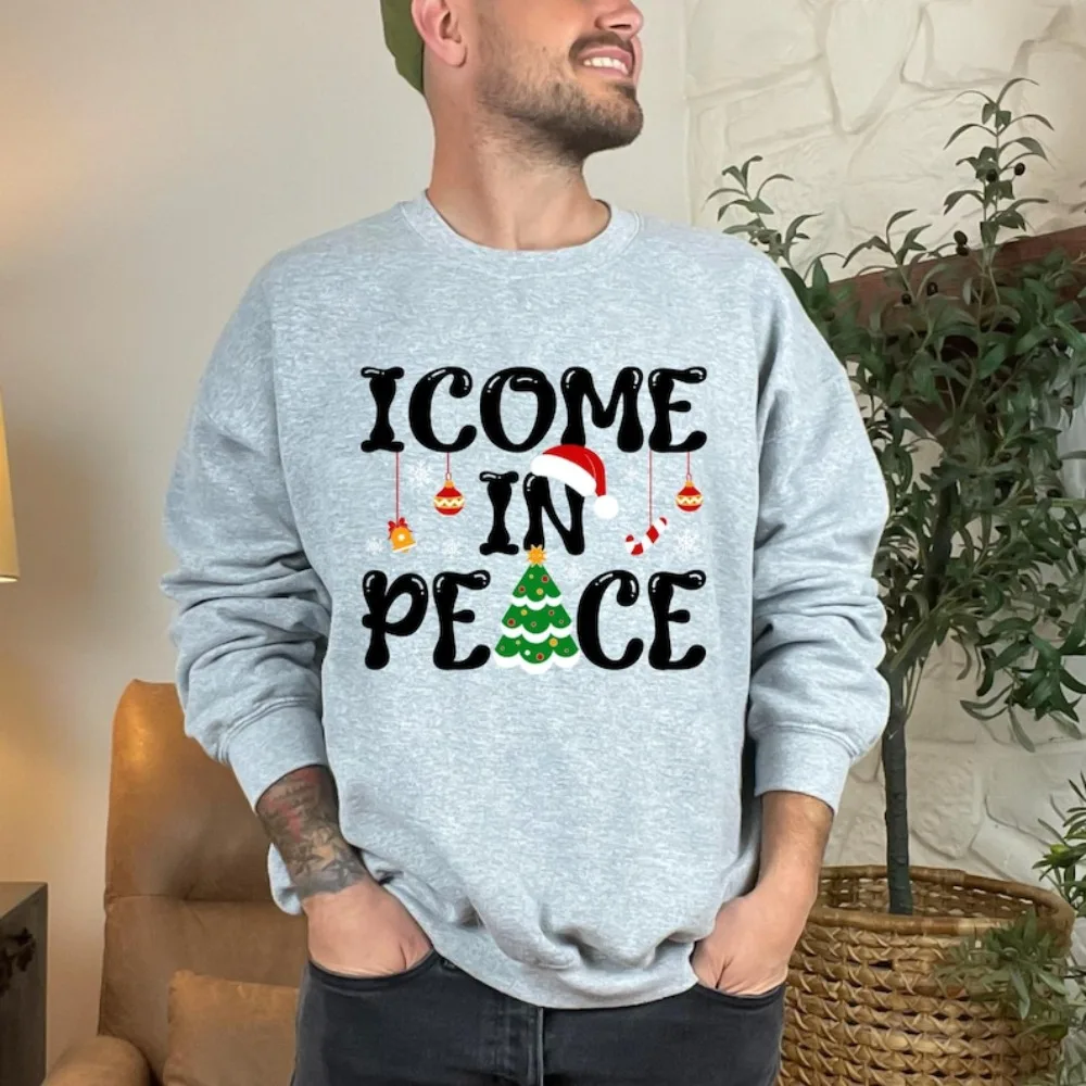 Casal engraçado feio moletom de natal eu veio na paz moletom eu sou paz camisola casal sujo humor natal meme moletom com capuz