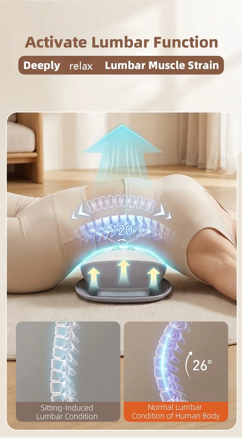 Electric Lumbar Traction Device Wireless Waist Back Massager Back Stretcher with 10 Metal Heads Deep Kneading for Total Relax