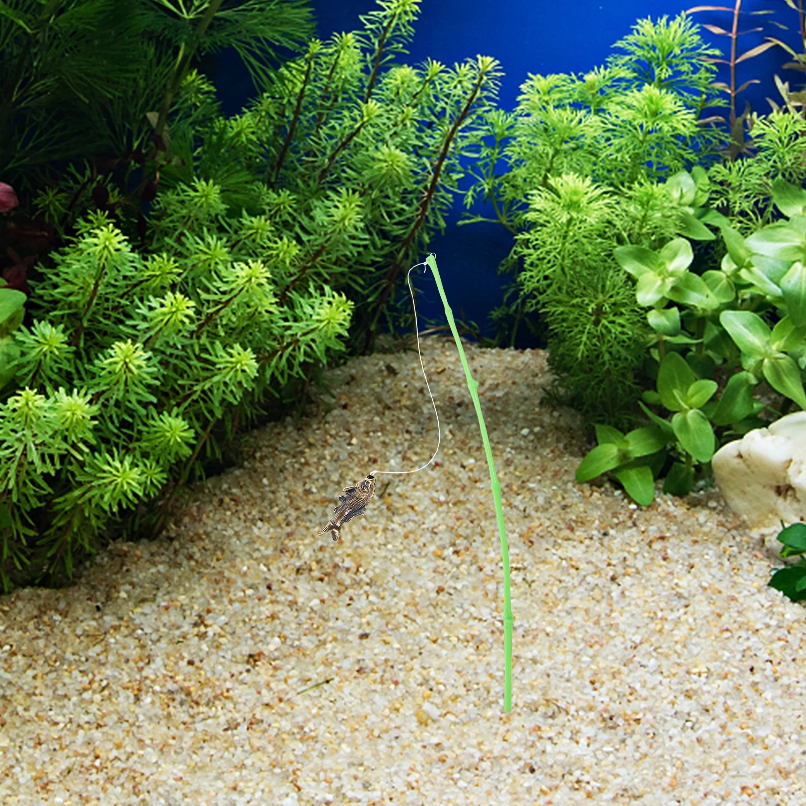 

Miniature Fishing Rod Decorative naments for Mini Aquarium DIY Craft Resin Material Toy Props Kids Accessories Fish Tank Decor