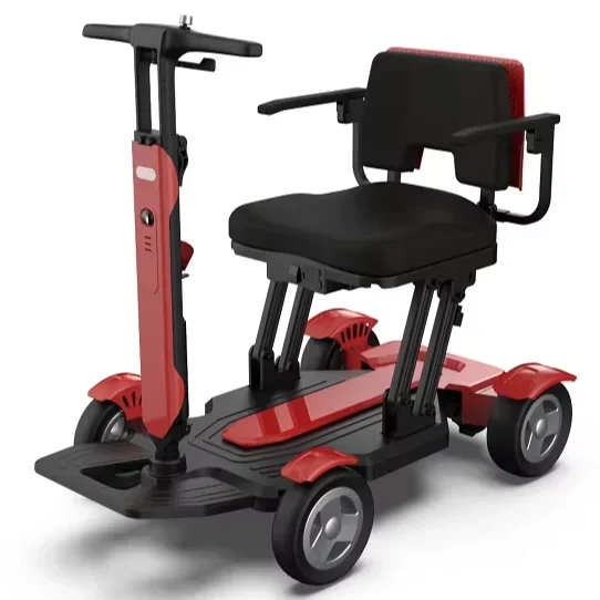 

4 Wheel Foldable Elderly Medical Scooter For Disabled Best Light Weight Collapsible Handicapped Fold Up Mobility Scooter