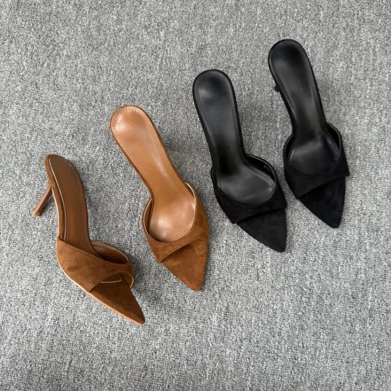 Neue sexy dünne High Heels Damen Slipper Street Style Party Stripper Sandalen Sommer Open Toe Slip-On Slide Schuhe