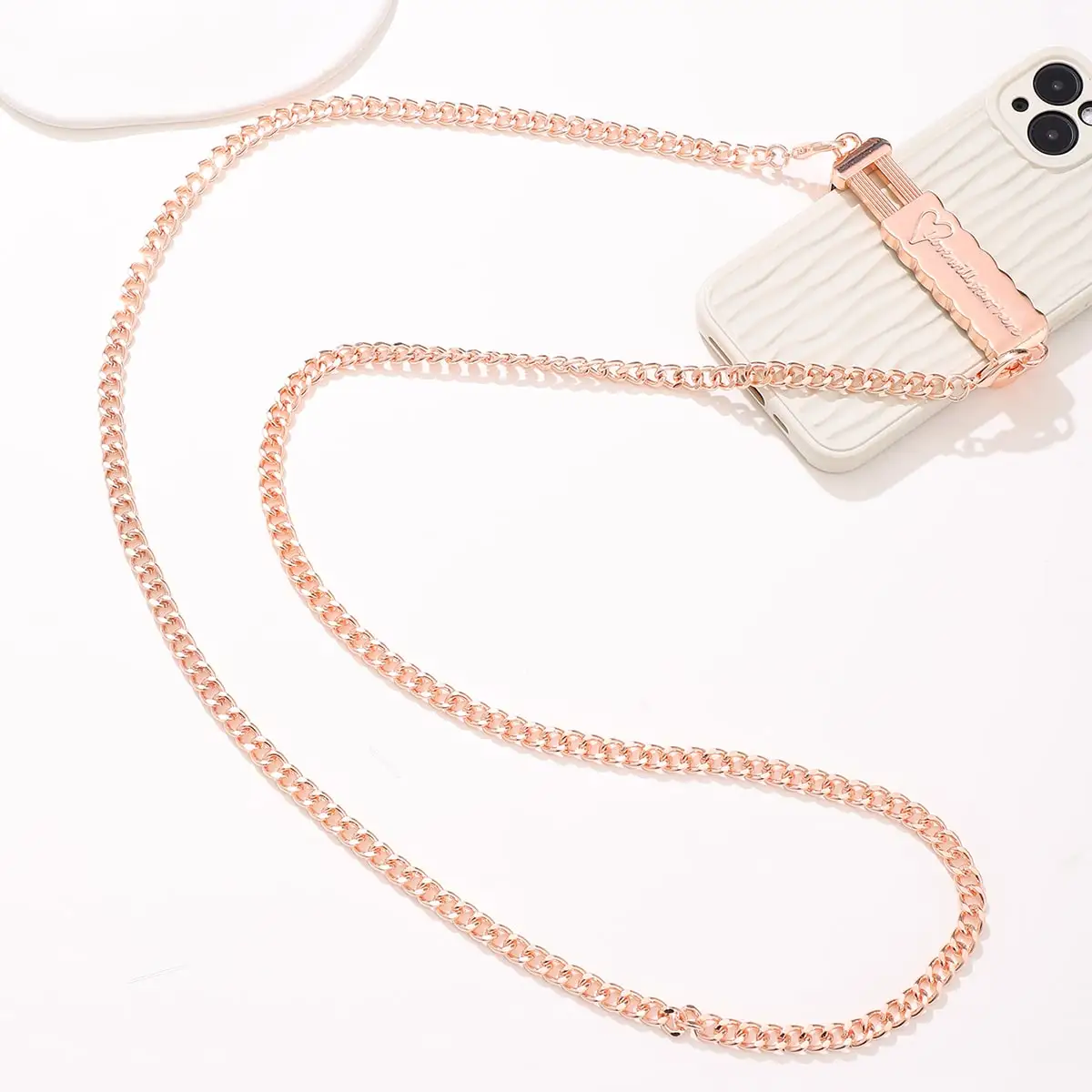 Black Love Clip With Lron Chain Pearl Chain Diagonal Cross Chain Phone Clip