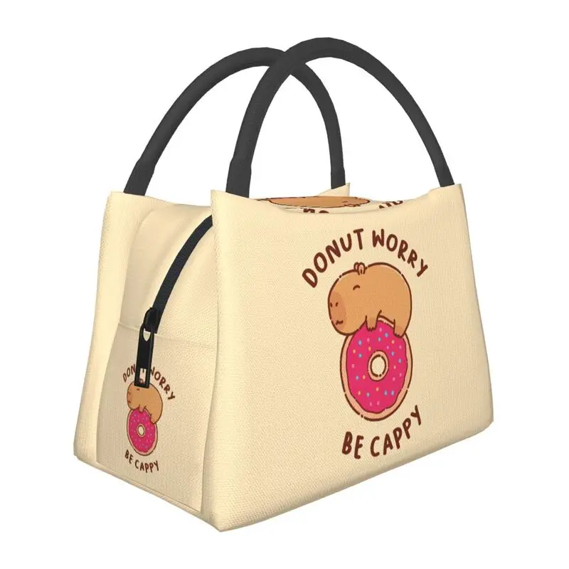 

Capybara On A Donut Insulated Lunch Bag for School Office Waterproof Thermal Cooler Lunch Box Women