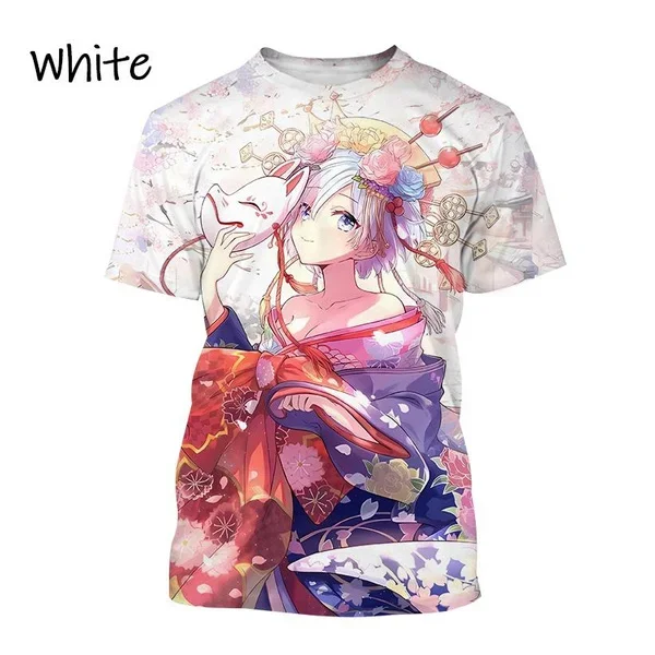 New Re:Zero Rem 3D Printed T-Shirt Personality Trend Anime Short Sleeve Fashion Classic Anime Unisex Street Top