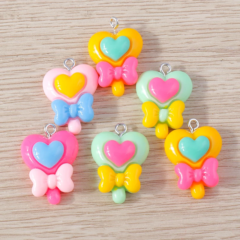 Tusember 15 Stück/Set 17*25mm Niedliche Mädchen-Schleifenzauberstab-Anhänger für Schmuckherstellung, Süße Ohrringe, Halsketten-Anhänger, Kinderspielzeug – Detail 3