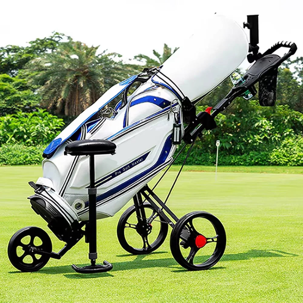 Ready to Ship Lightweight Aluminum 3-Wheel Golf Push Cart Portable Quick Open Foldable Golf Trolley for Outdoor Use