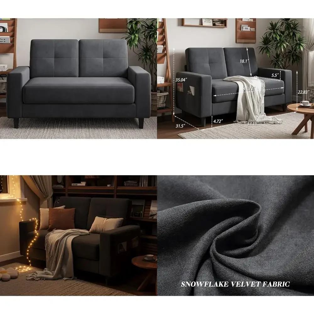 Compact 2-Seater Loveseat Sofa for Small Spaces: 53
