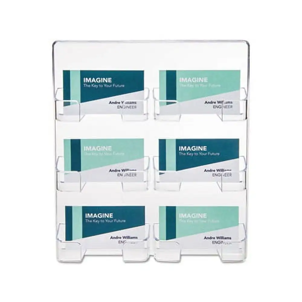 Six-Pocket Wall Mount Business Card Holder, Holds 480 2 X 3 1/2 Cards, Clear