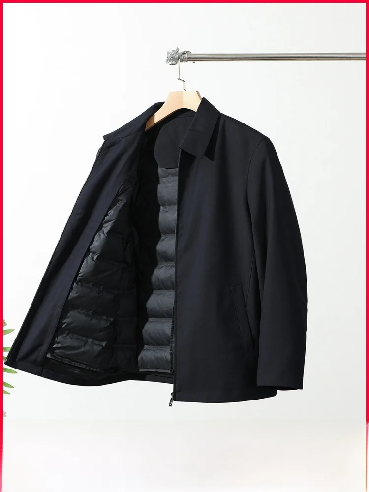 

Мужская повседневная пуховая куртка со съемным внутренним слоем, 90% белый гусиный пух, ветрозащитная, теплая, из полиэстера, модный городской стиль