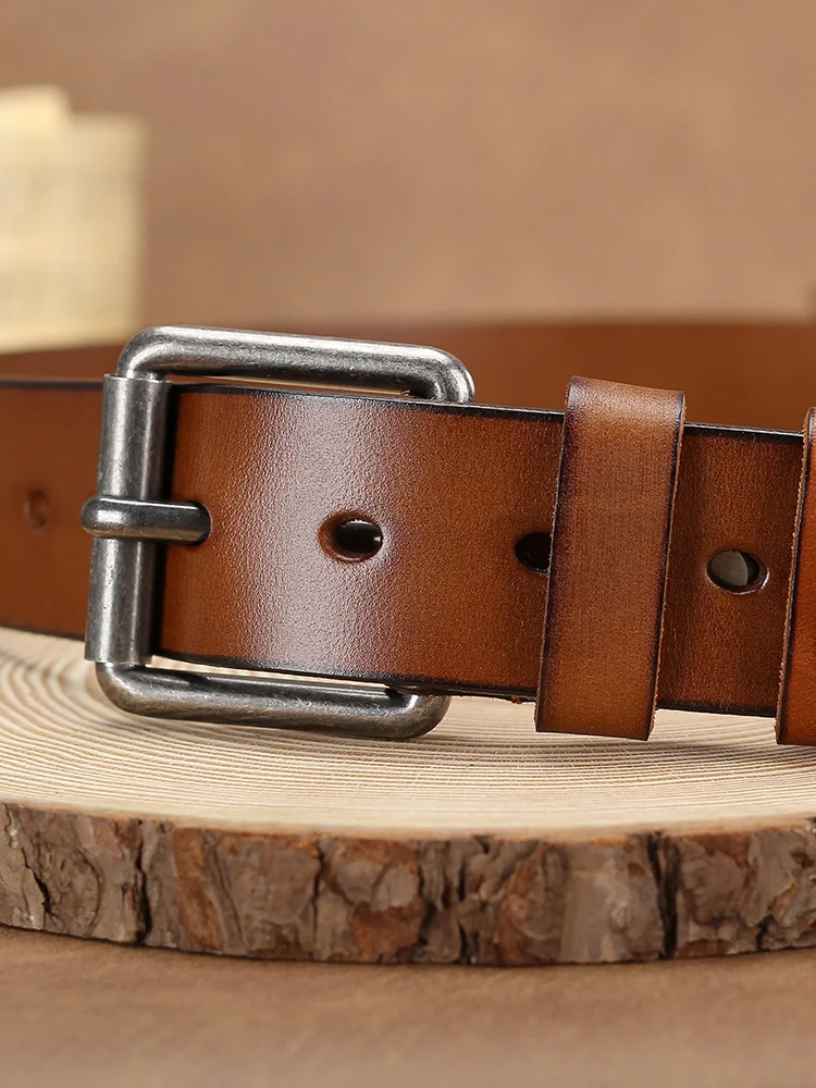 classic-handmade-vintage-leather-belt-for-men-real-leather-roll-buckle-casual-versatile-belt-for-all-ages-and-occasions