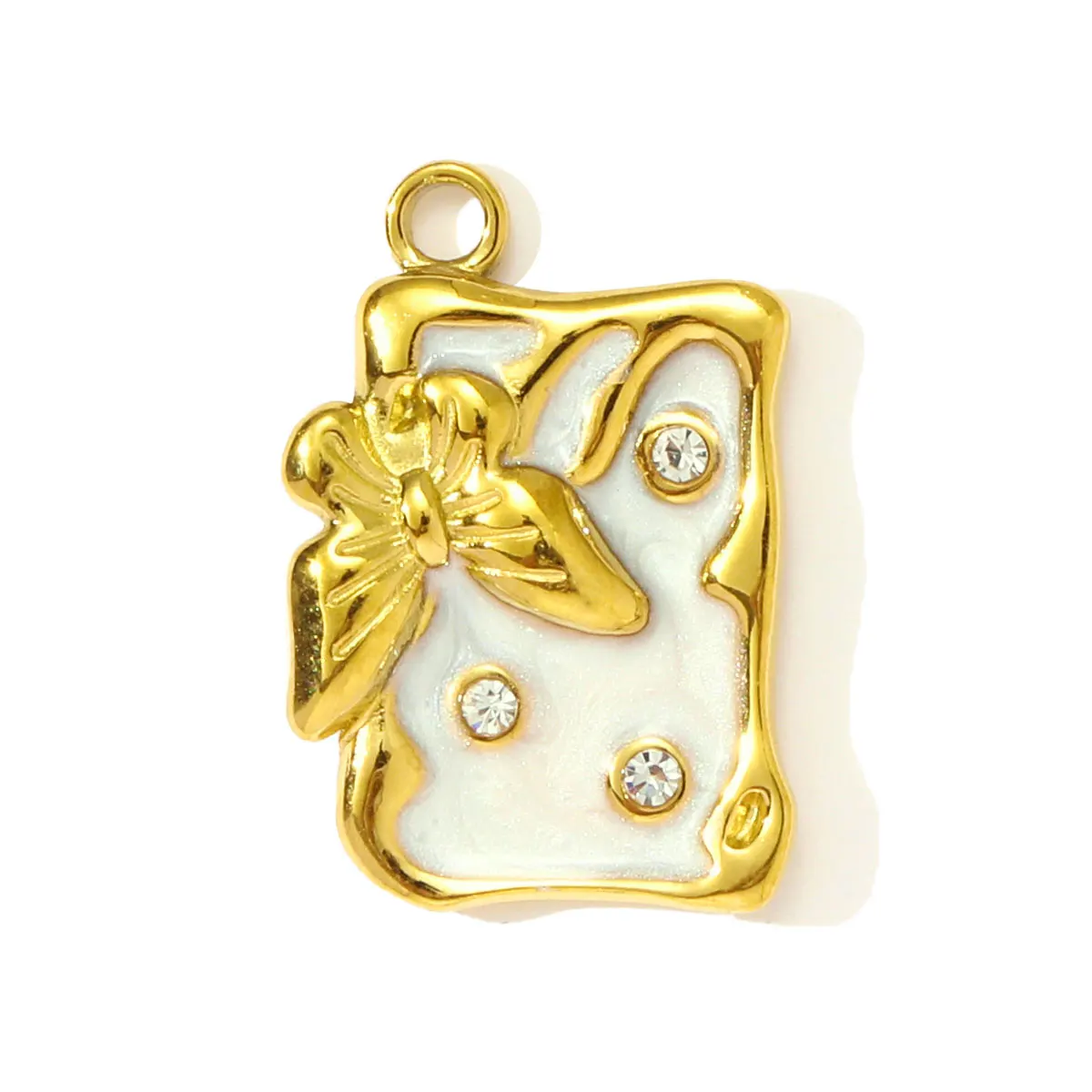 3Pcs/Lot Stainless Steel Colorful Butterfly Pendants Enamel Leaf Charms For DIY Fashion Jewelry Making Earring Wholesale