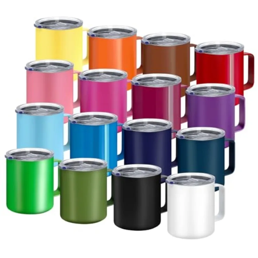 

16 Pack Stainless Steel Insulated Coffee Mug Bulk with Handle and Lids 12oz Vacuum Insulated Double Wall Travel Mug for Hot and
