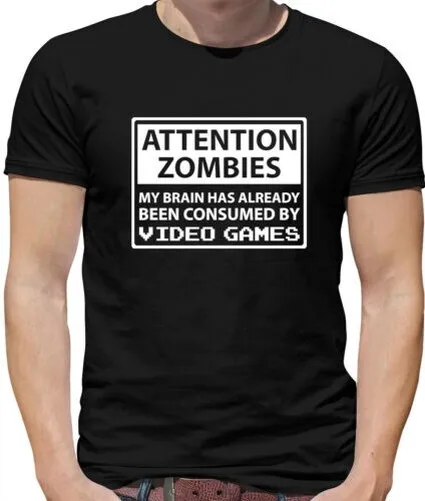 Attention Zombie - Cervello Consumed Da Video Games - T-Shirt - Gioco Zombie