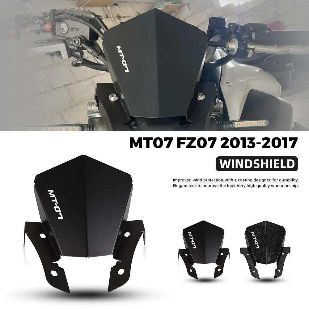 

For YAMAHA MT07 MT 07 MT-07 2014 2015 2016 2017 FZ07 FZ-07 Windshield Deflector Motorcycle WindScreen Protector Wind Shield