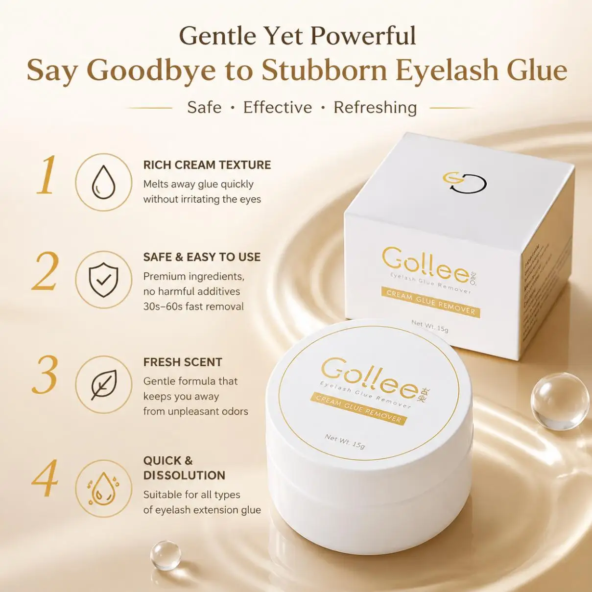 Gollee Peach Smell 15g Eyelash Adhesive Removing Cream No stimulation Fast Cleaning Makeup Remover Grafting Eyelash Adhesive Gel