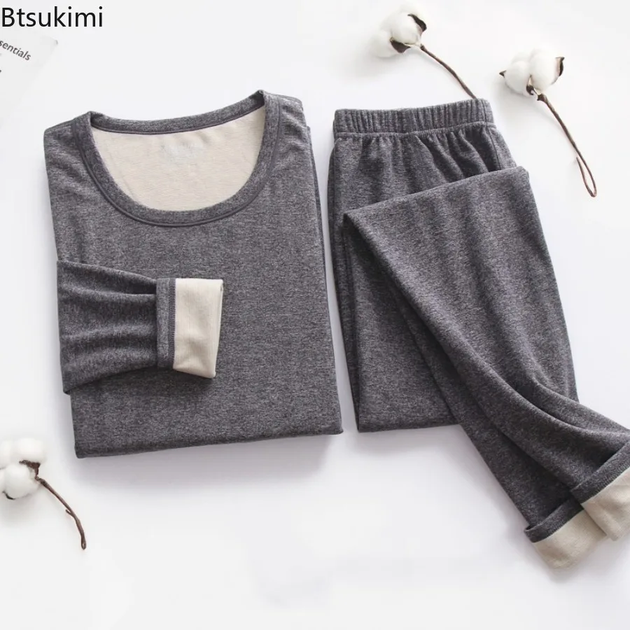 

Winter Thermal Underwear Sets Men and Women Double-sided Cashmere Warm Long Johns Sets High Quality Thick Wool Silk Underwears