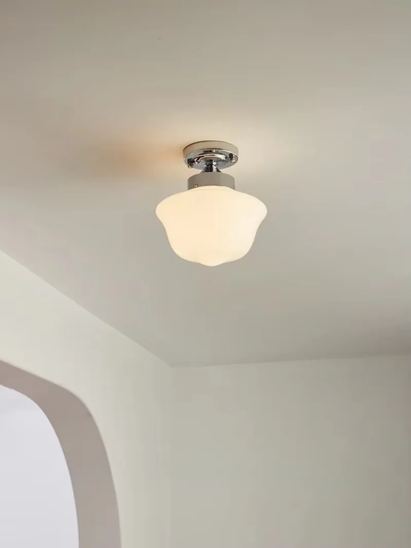 French Antique Cream Ceiling Lamp E27 Bedroom Hallway Balcony Closet Dining Room Nordic Minimalist Vintage Pendant Light