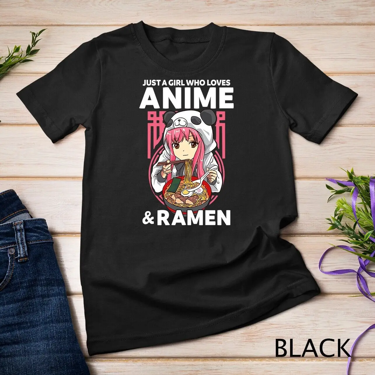 Just A Girl Who Loves Anime and Ramen Bowl Gift Unisex T-shirt