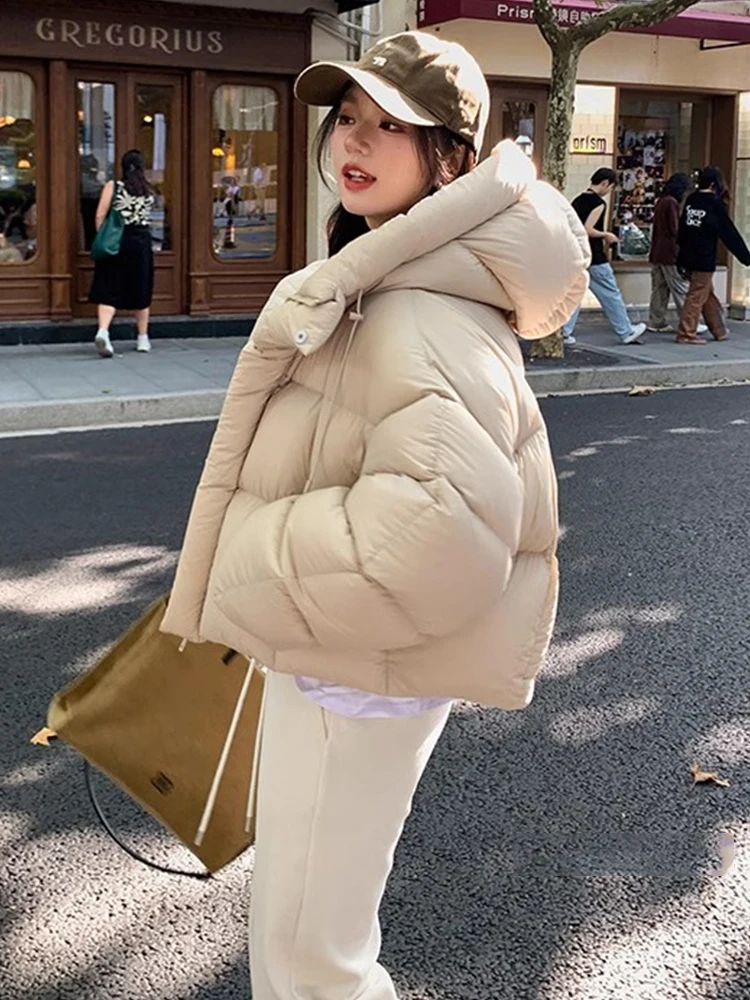 Winter Short Down Cotton Jacket Women Casaco Inverno Feminino 2024 New American Bread Clothing Thick Warm Hooded Parkas Coats