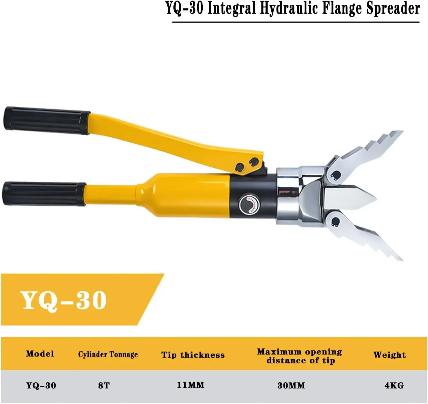Huanyu Integral Hydraulic Flange Spreader 8T – Portable Manual Flange Splitter, Max Spread 30mm, Alloy Steel Pliers With Fast Oil Return (YQ-30)