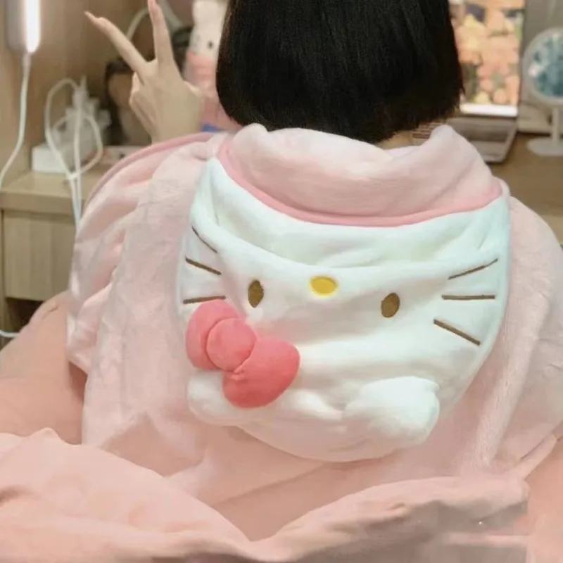 Cartoon Hello kitty girl heart cloak cape cute anime character Hello kitty home office dormitory nap blanket pajamas bath towel